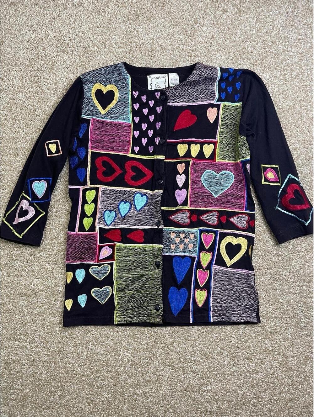 Vintage Michael Simon ShirtSweater Womens 3D Cardigan Small Exelente Condición